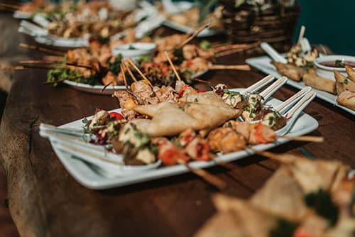 Buffet table styled for a wedding reception