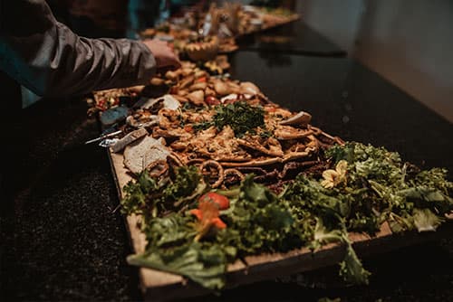 Buffet of vegetable and rice dishes