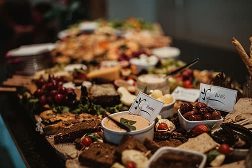Grazing board of snacks and dips