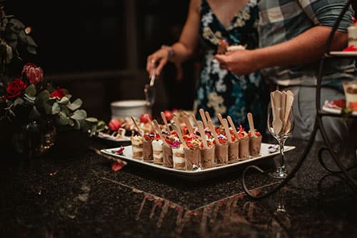 Celebration cake presented at a party