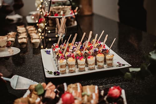 Plated main course served for a seated event