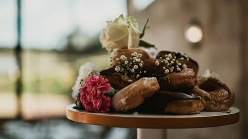 Guests being served at a Tamleigh Catering wedding reception